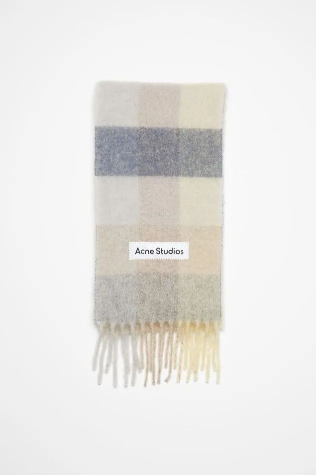 Acne Studios Mohair Checked Scarf Vanillabeigelavender Man Scarves
