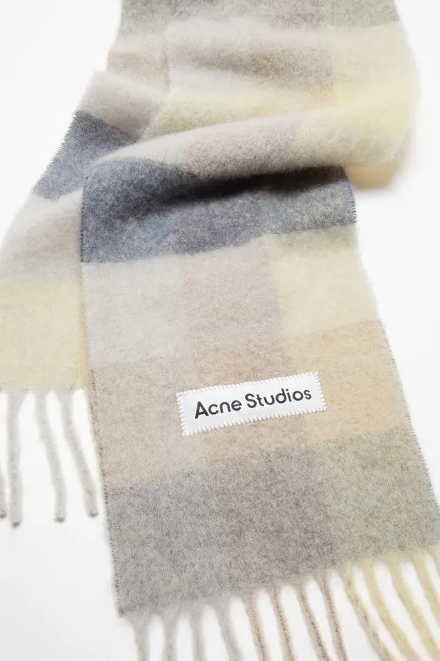 Acne Studios Mohair Checked Scarf Vanillabeigelavender Man Scarves