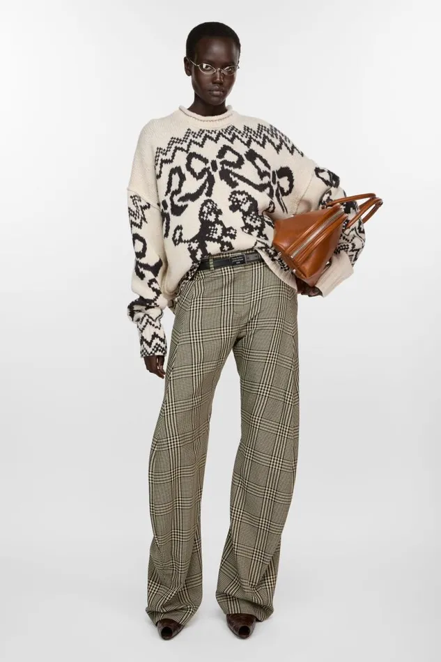 Acne Studios Plaid Tailored Trousers Multi Brown Woman Trousers