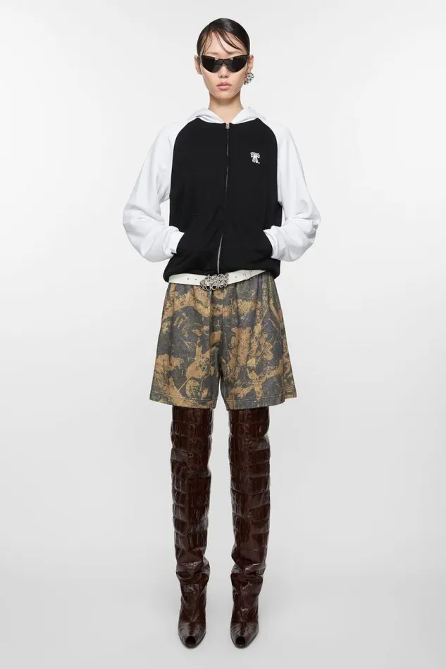 Acne Studios Printed Fleece Shorts Mud Brown Camo Woman Shorts