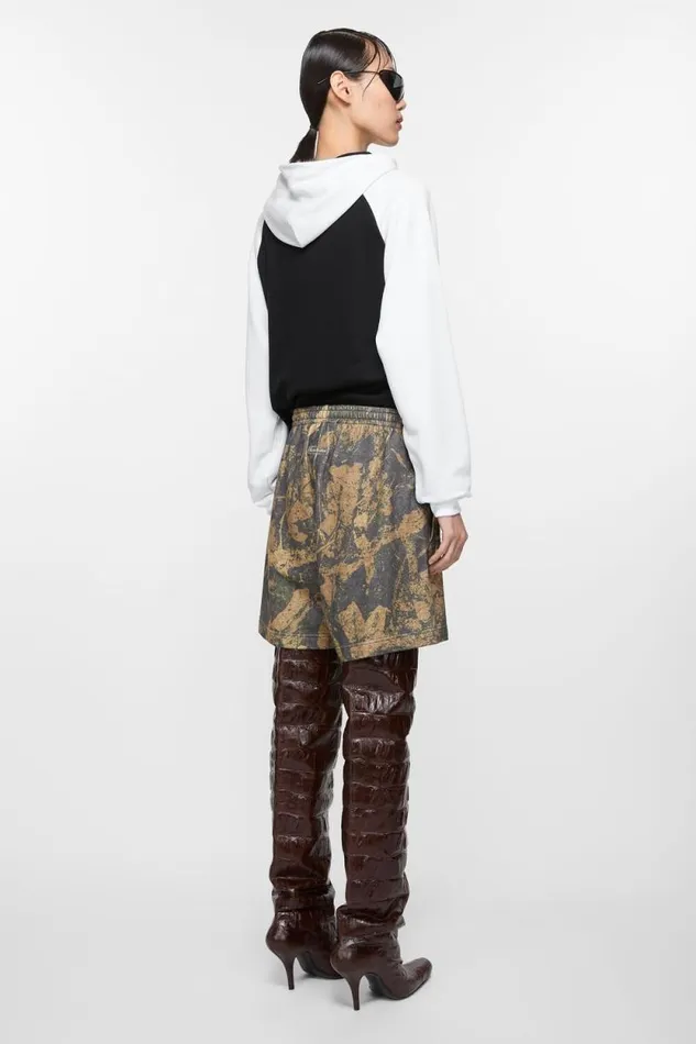 Acne Studios Printed Fleece Shorts Mud Brown Camo Woman Shorts