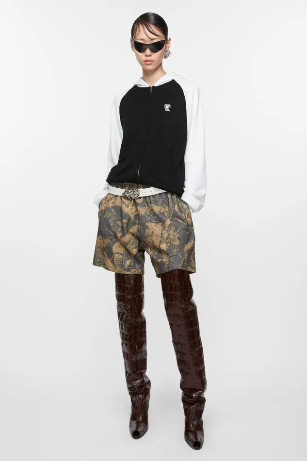 Acne Studios Printed Fleece Shorts Mud Brown Camo Woman Shorts