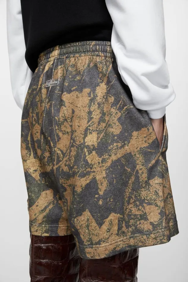 Acne Studios Printed Fleece Shorts Mud Brown Camo Woman Shorts