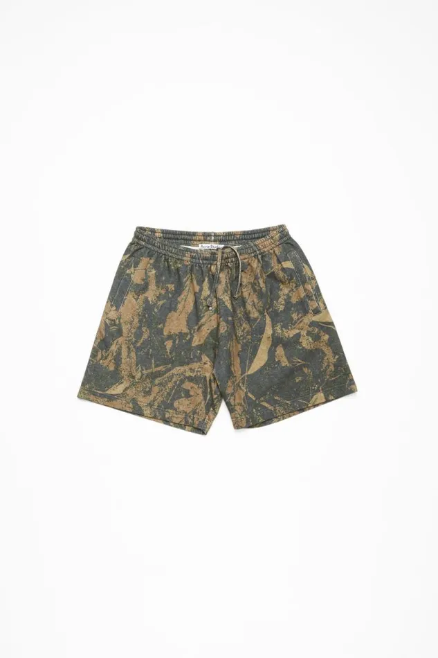 Acne Studios Printed Fleece Shorts Mud Brown Camo Woman Shorts