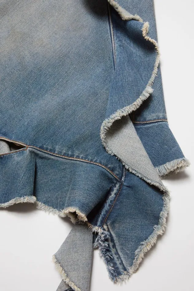 Acne Studios Ruffle Strap Denim Dress Mid Blue Woman Dresses