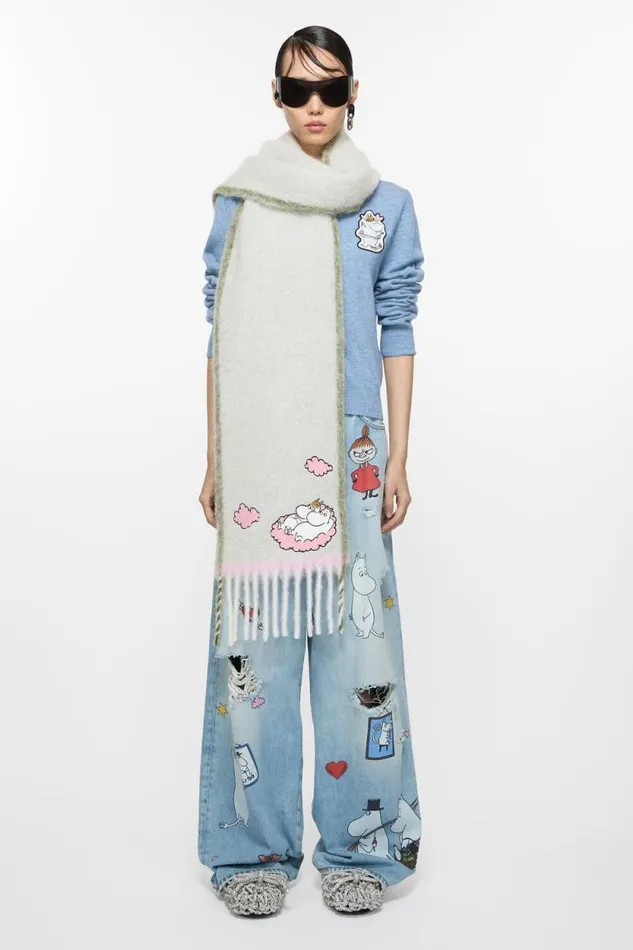 Acne Studios Scarf Acne Studios X Moomin Light Grey Man Scarves
