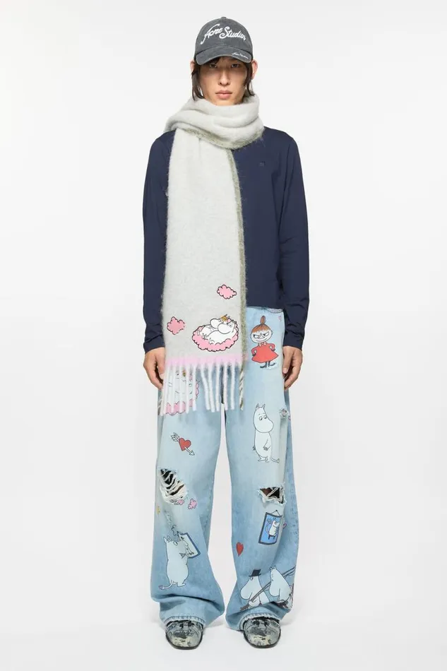 Acne Studios Scarf Acne Studios X Moomin Light Grey Man Scarves