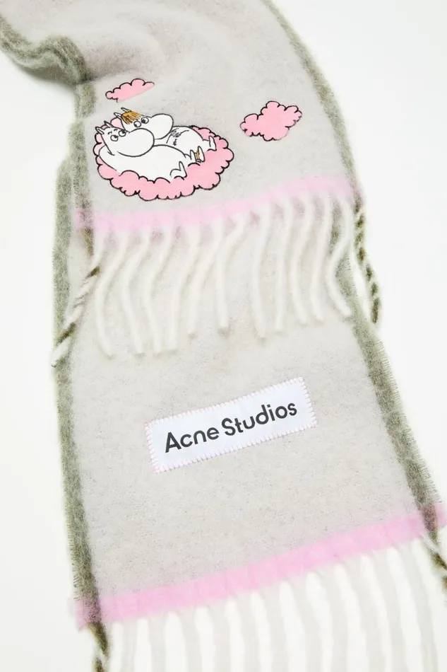 Acne Studios Scarf Acne Studios X Moomin Light Grey Man Scarves