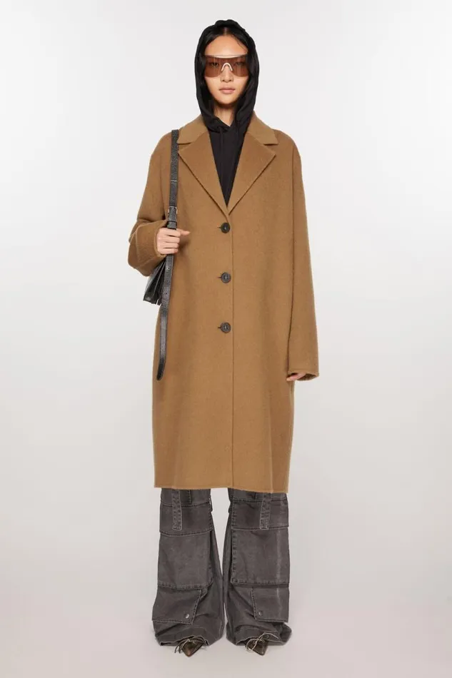 Acne Studios Singlebreasted Wool Coat Camel Beige Woman Outerwear