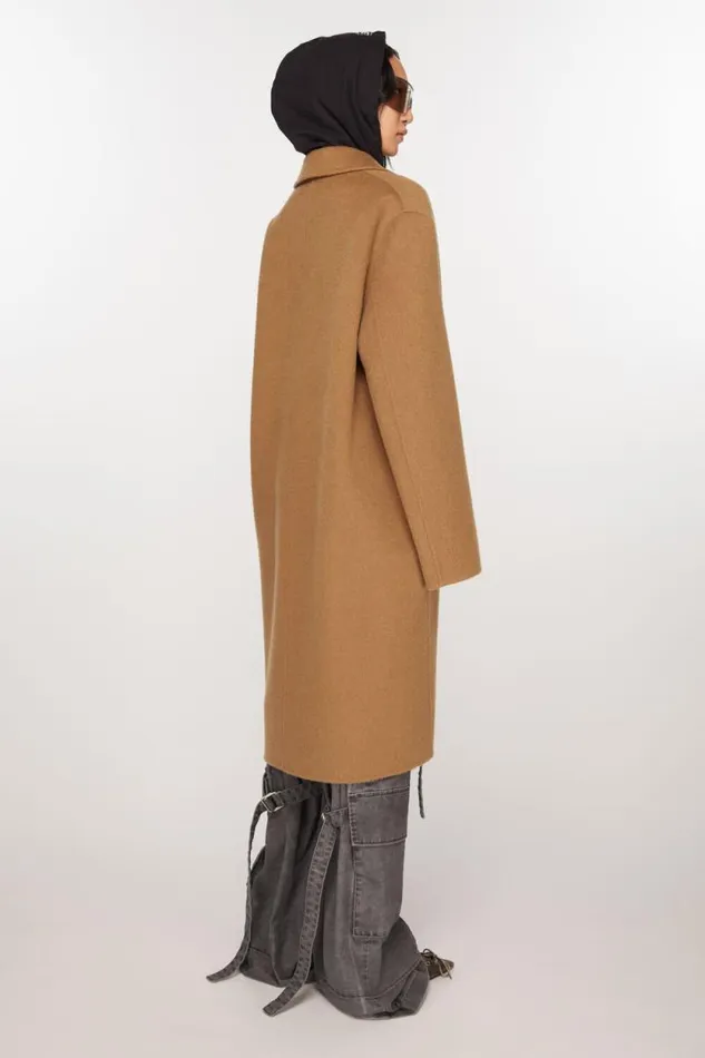 Acne Studios Singlebreasted Wool Coat Camel Beige Woman Outerwear