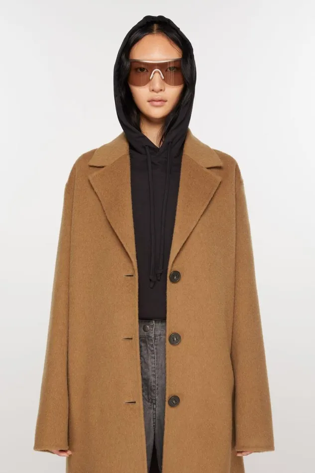 Acne Studios Singlebreasted Wool Coat Camel Beige Woman Outerwear