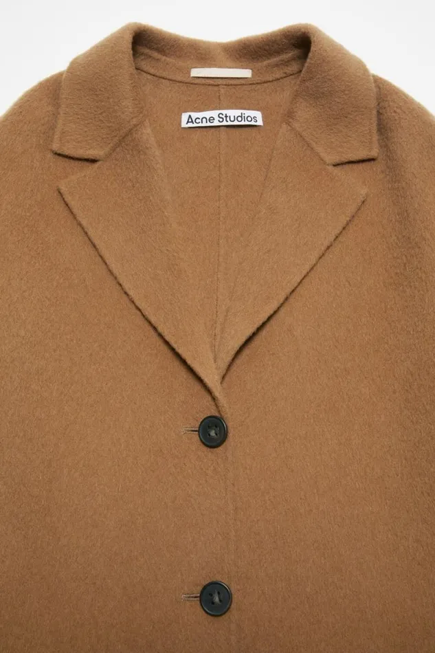 Acne Studios Singlebreasted Wool Coat Camel Beige Woman Outerwear