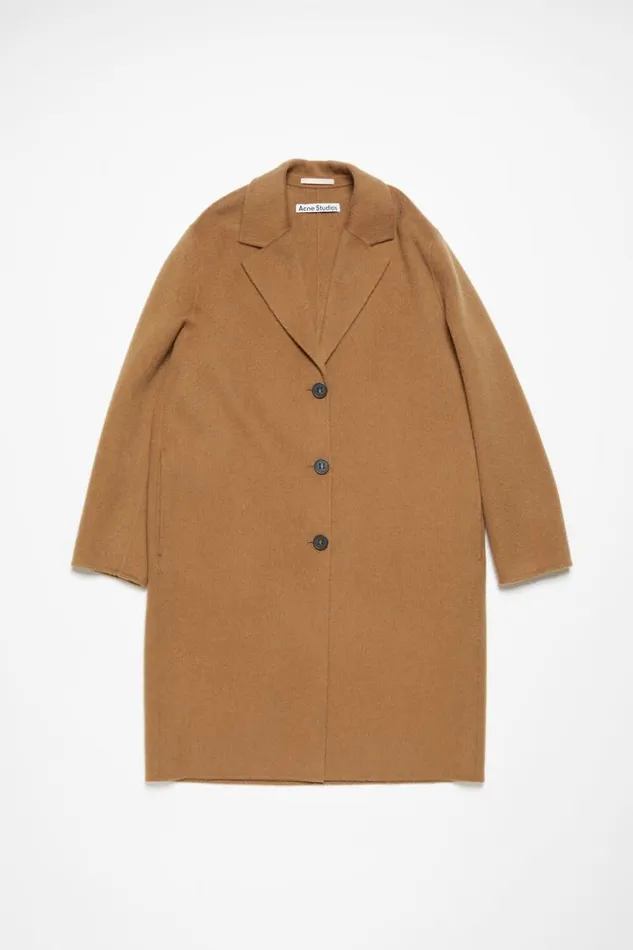 Acne Studios Singlebreasted Wool Coat Camel Beige Woman Outerwear
