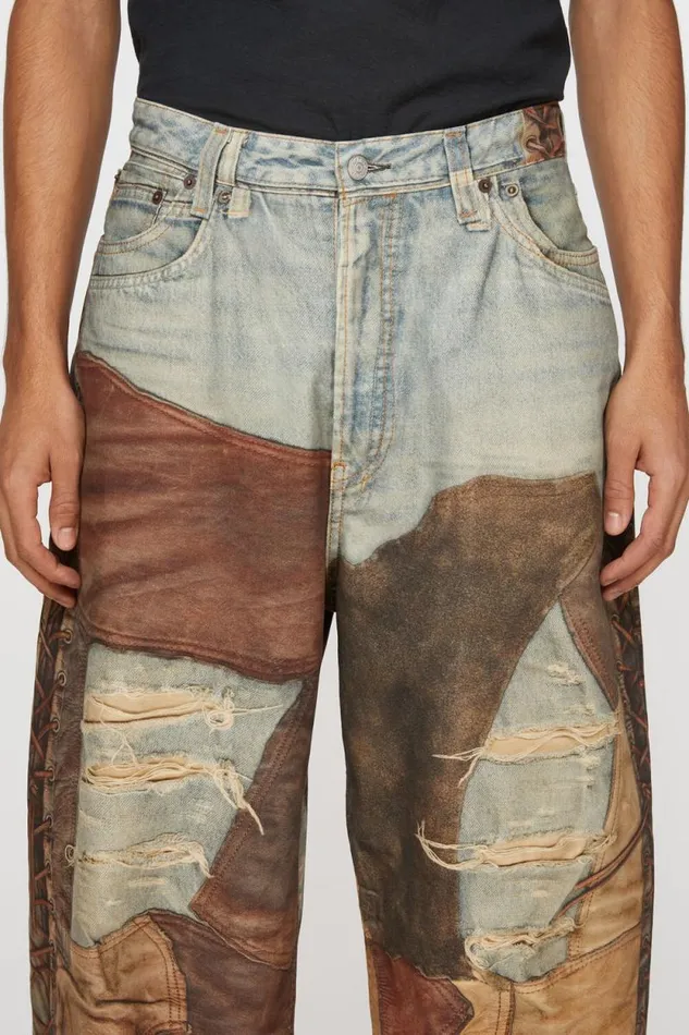Acne Studios Super Baggy Fit Trousers 2023M Bluebrown Man Jeans