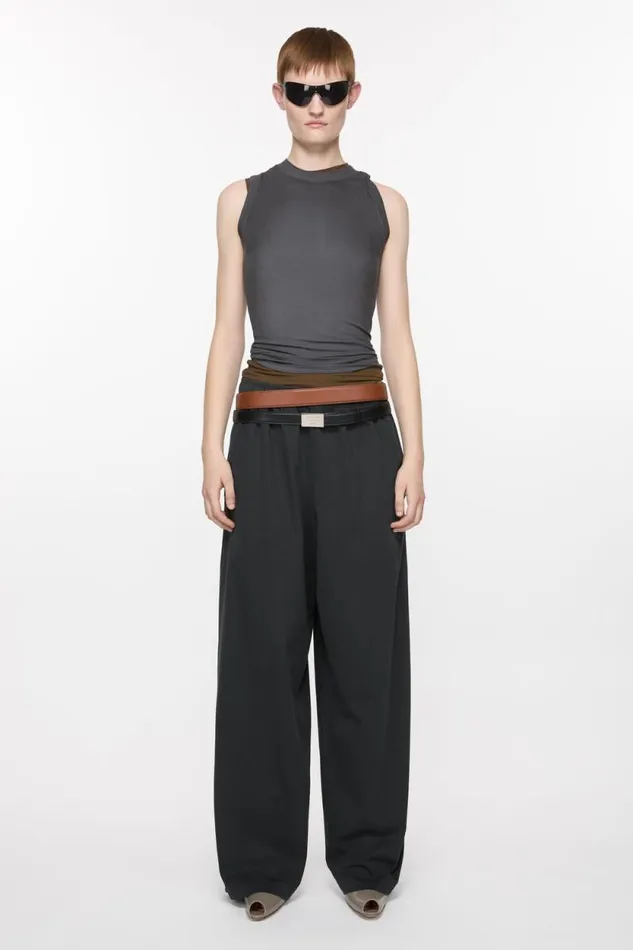 Acne Studios Sweatpant Logo Stamp Black Woman Trousers