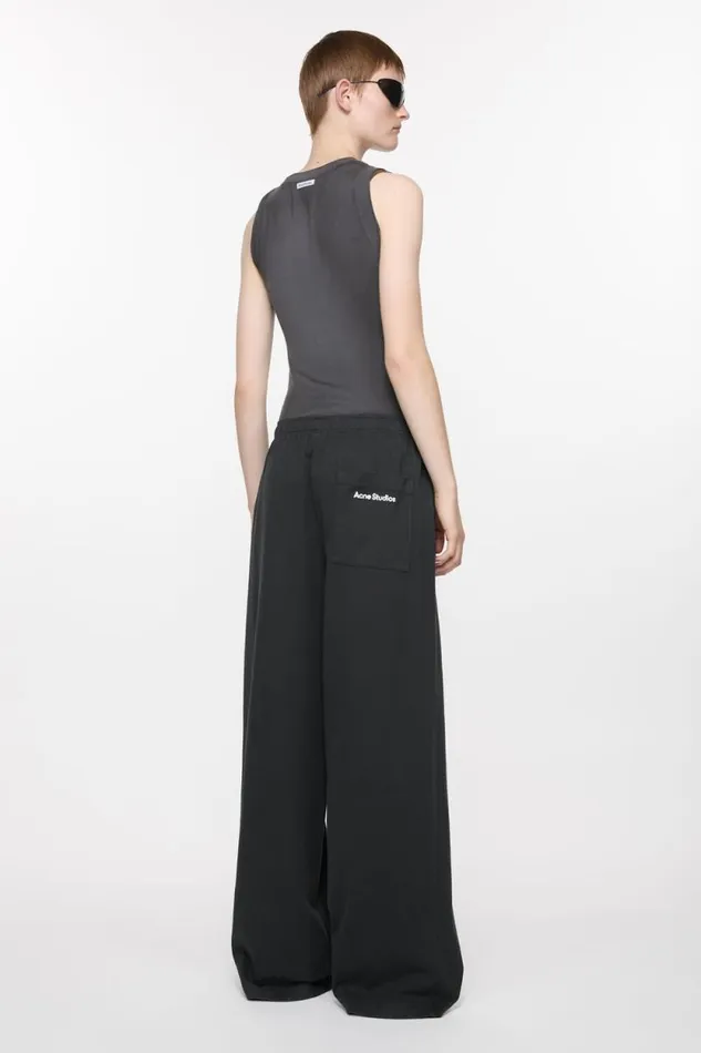 Acne Studios Sweatpant Logo Stamp Black Woman Trousers