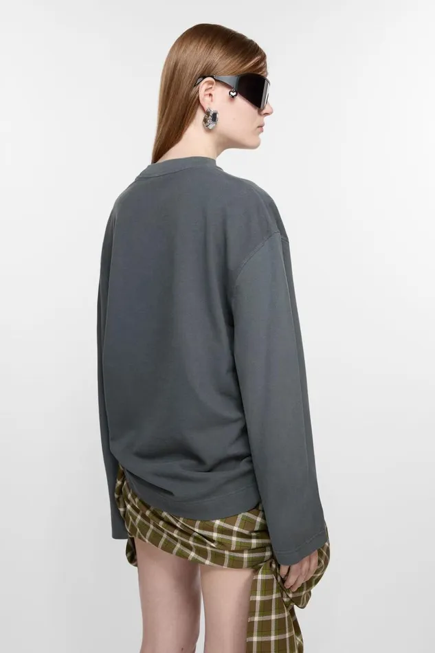 Acne Studios Tshirt Logo 8211 Relaxed Fit Faded Grey Woman Tshirts