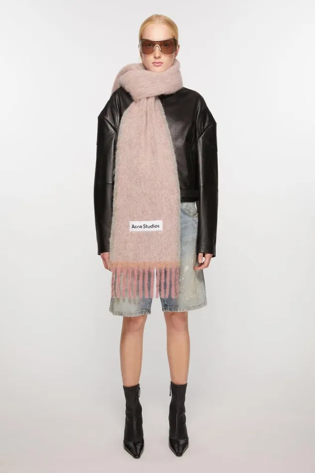 Acne Studios Wool Mohair Scarf 8211 Narrow Dusty Pink Man Scarves