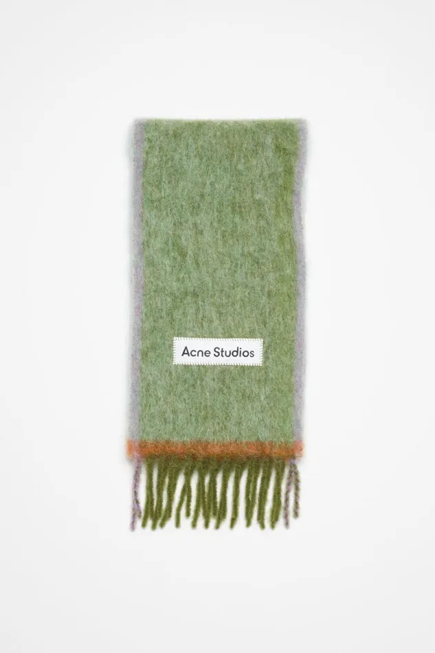 Acne Studios Wool Mohair Scarf 8211 Narrow Grass Green Man Scarves