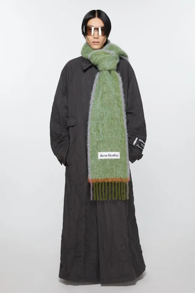 Acne Studios Wool Mohair Scarf 8211 Narrow Grass Green Man Scarves