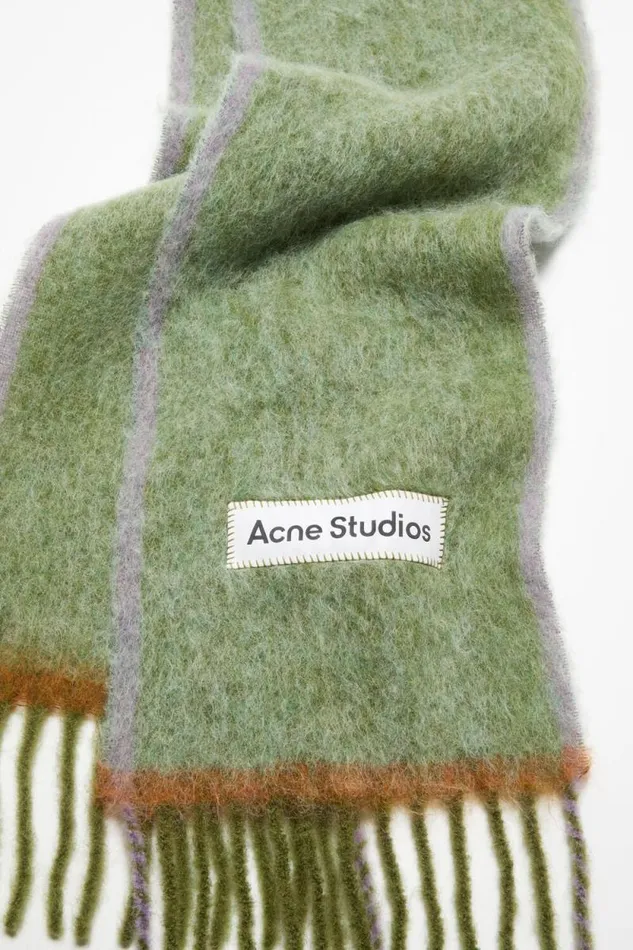 Acne Studios Wool Mohair Scarf 8211 Narrow Grass Green Man Scarves