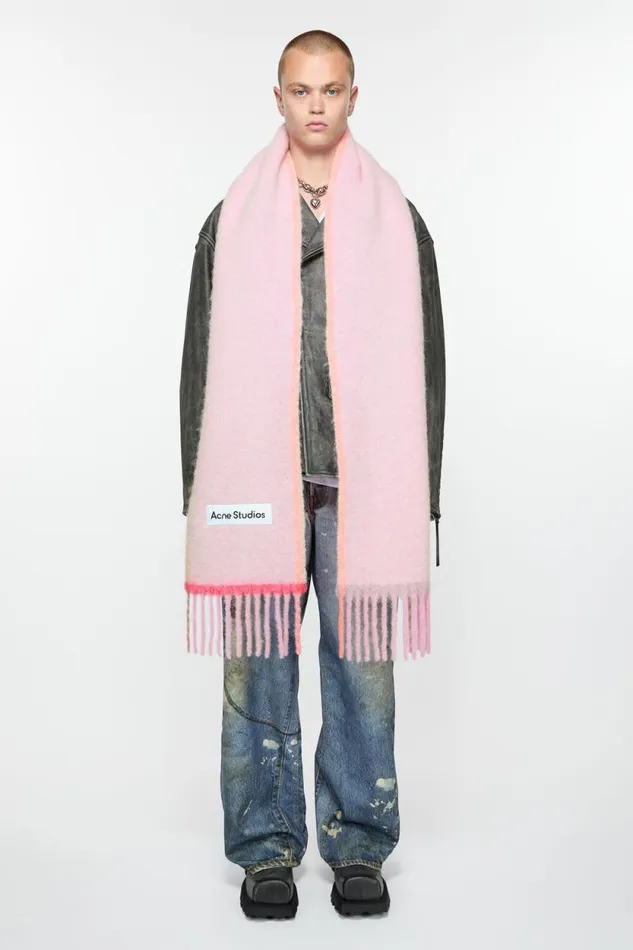 Acne Studios Wool Mohair Scarf 8211 Narrow Pink Woman Scarves
