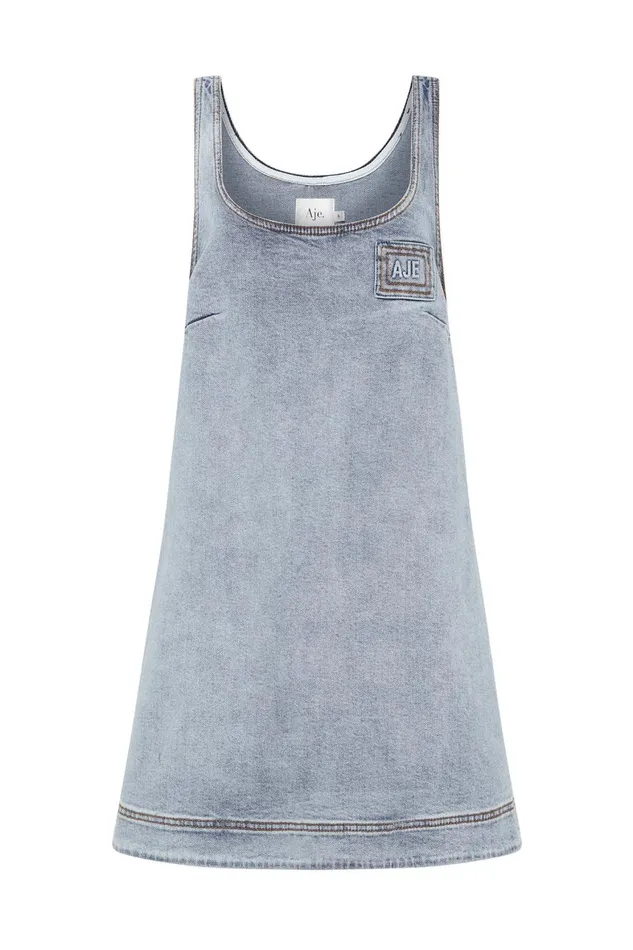 Aje Denim Bambie Denim Mini Dress Two Tone Indigo 8211 Women Aje Denim Bambie Denim Mini Dress Two Tone Indigo 8211 Women