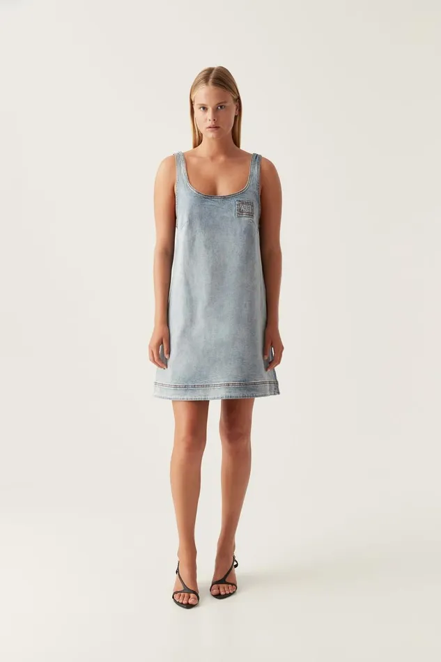 Aje Denim Bambie Denim Mini Dress Two Tone Indigo 8211 Women Aje Denim Bambie Denim Mini Dress Two Tone Indigo 8211 Women