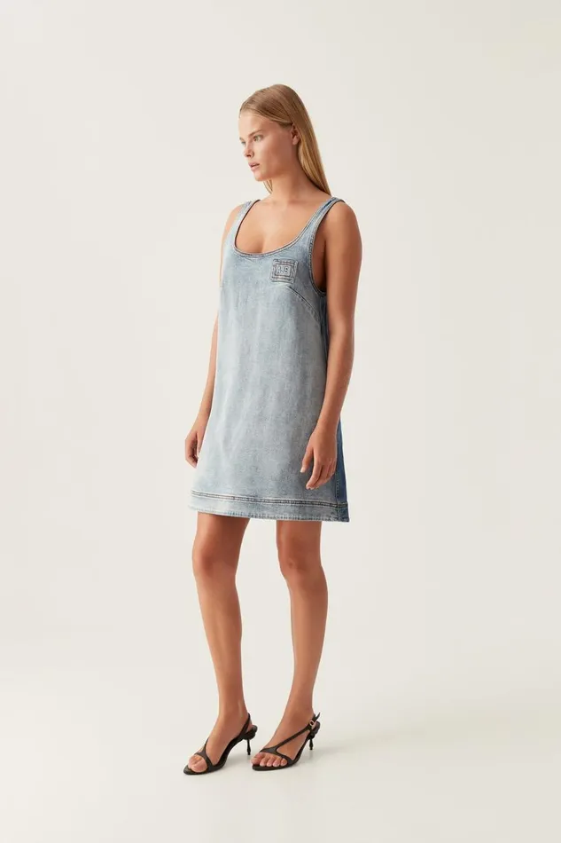 Aje Denim Bambie Denim Mini Dress Two Tone Indigo 8211 Women Aje Denim Bambie Denim Mini Dress Two Tone Indigo 8211 Women