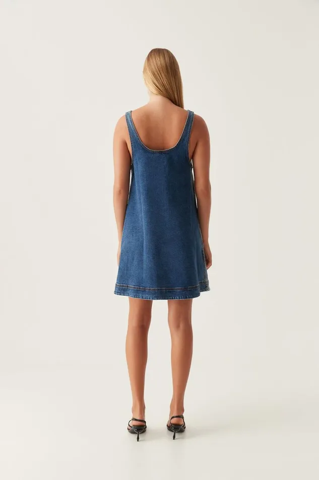 Aje Denim Bambie Denim Mini Dress Two Tone Indigo 8211 Women Aje Denim Bambie Denim Mini Dress Two Tone Indigo 8211 Women