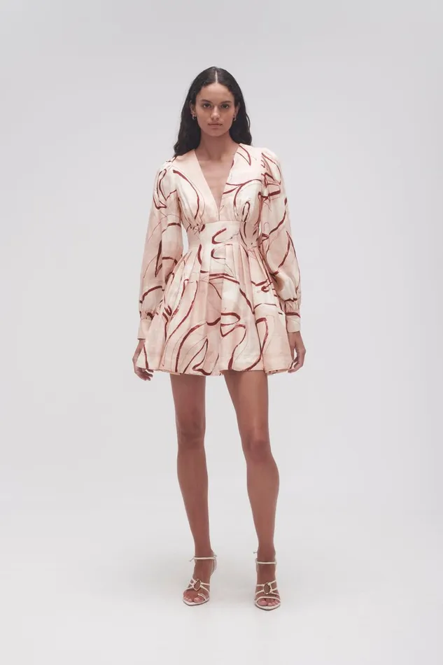 Aje Dresses Amelia Plunge Mini Dress Whimsical Dove 8211 Women