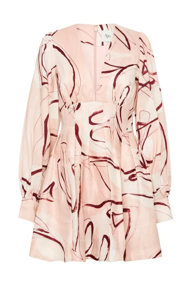 Aje Dresses Amelia Plunge Mini Dress Whimsical Dove 8211 Women Aje Dresses Amelia Plunge Mini Dress Whimsical Dove 8211 Women