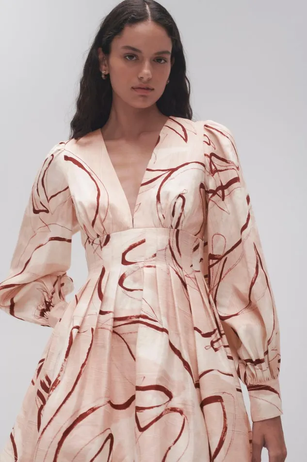 Aje Dresses Amelia Plunge Mini Dress Whimsical Dove 8211 Women Aje Dresses Amelia Plunge Mini Dress Whimsical Dove 8211 Women