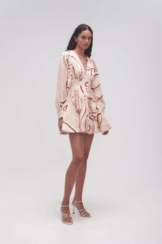Aje Dresses Amelia Plunge Mini Dress Whimsical Dove 8211 Women Aje Dresses Amelia Plunge Mini Dress Whimsical Dove 8211 Women