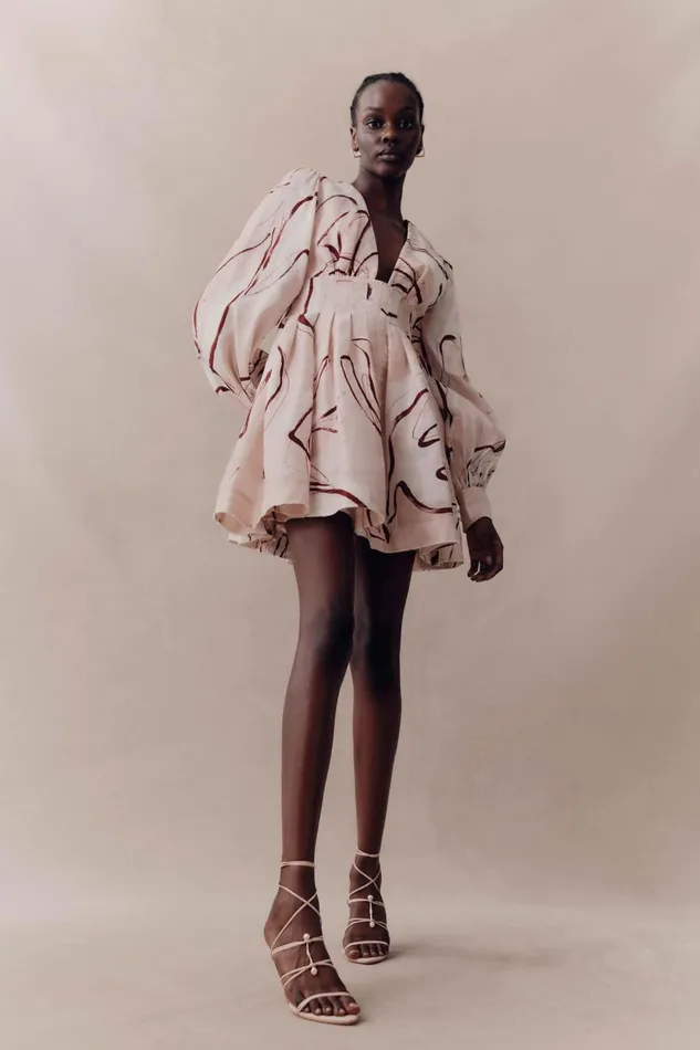 Aje Dresses Amelia Plunge Mini Dress Whimsical Dove 8211 Women Aje Dresses Amelia Plunge Mini Dress Whimsical Dove 8211 Women