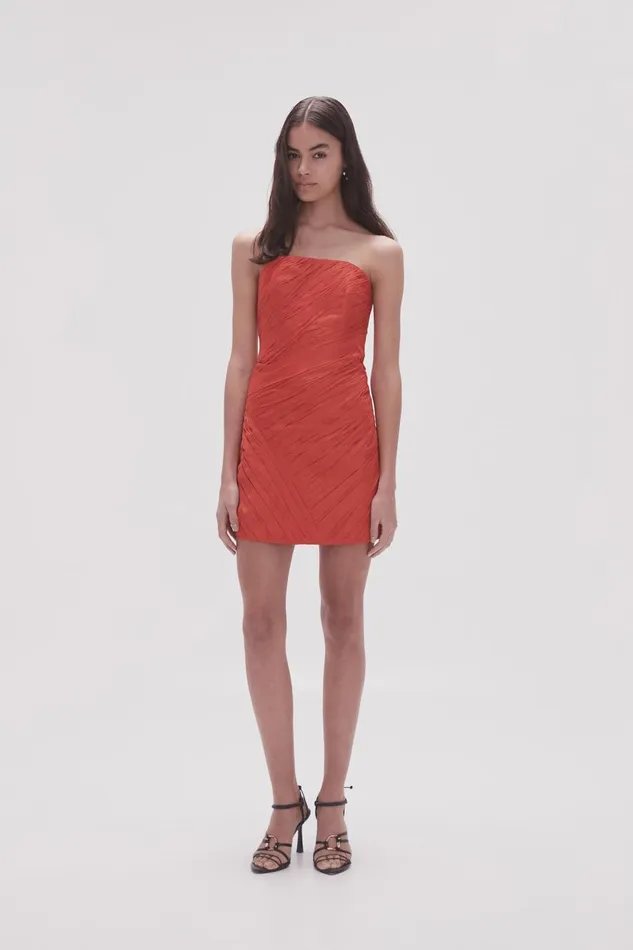 Aje Dresses Anima Ruched Mini Dress Scarlet Red 8211 Women Aje Dresses Anima Ruched Mini Dress Scarlet Red 8211 Women