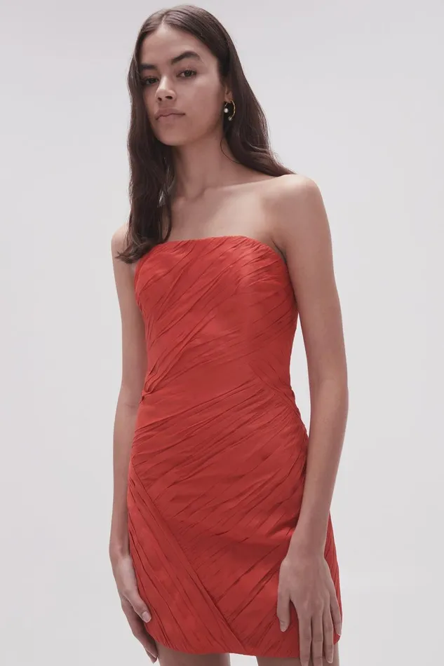 Aje Dresses Anima Ruched Mini Dress Scarlet Red 8211 Women Aje Dresses Anima Ruched Mini Dress Scarlet Red 8211 Women