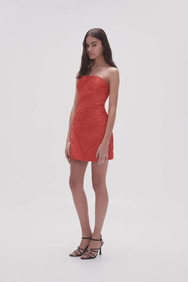 Aje Dresses Anima Ruched Mini Dress Scarlet Red 8211 Women Aje Dresses Anima Ruched Mini Dress Scarlet Red 8211 Women
