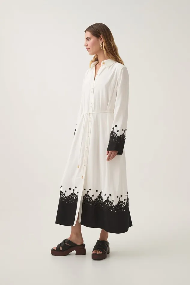 Aje Dresses Charmer Lace Trim Midi Dress Ivoryblack 8211 Women Aje Dresses Charmer Lace Trim Midi Dress Ivoryblack 8211 Women