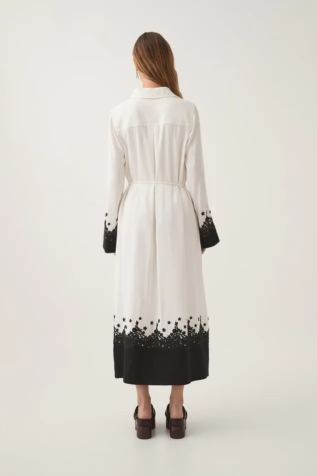 Aje Dresses Charmer Lace Trim Midi Dress Ivoryblack 8211 Women Aje Dresses Charmer Lace Trim Midi Dress Ivoryblack 8211 Women