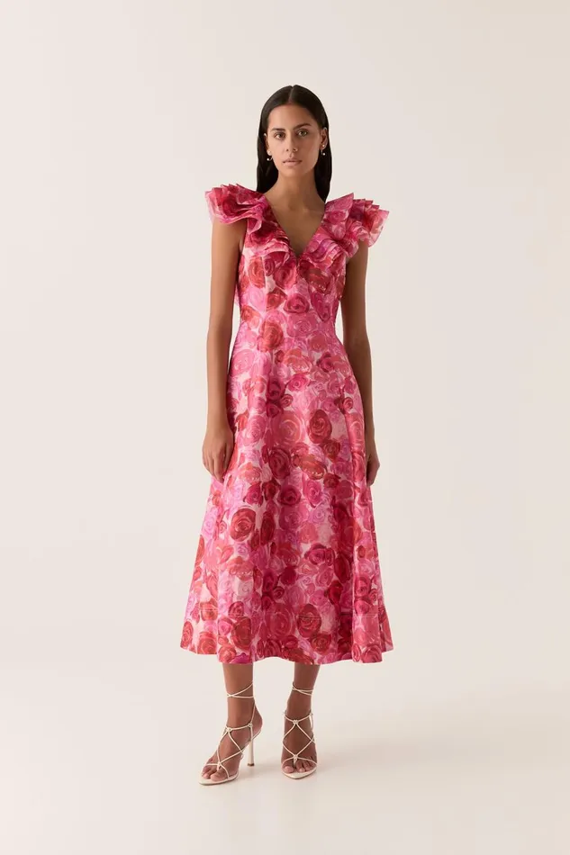 Aje Dresses Enchanted Plunge Midi Dress Misty Rose 8211 Women