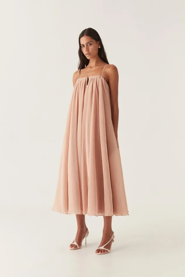 Aje Dresses Filigree Sweetheart Midi Dress Porcelain Beige 8211 Women