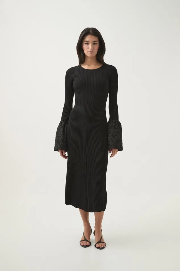 Aje Dresses Flute Knit Midi Dress Black 8211 Women