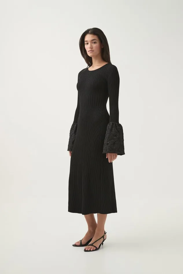 Aje Dresses Flute Knit Midi Dress Black 8211 Women Aje Dresses Flute Knit Midi Dress Black 8211 Women