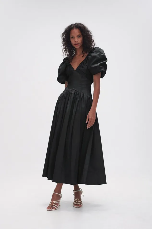 Aje Dresses Gabrielle Plunge Midi Dress Black 8211 Women