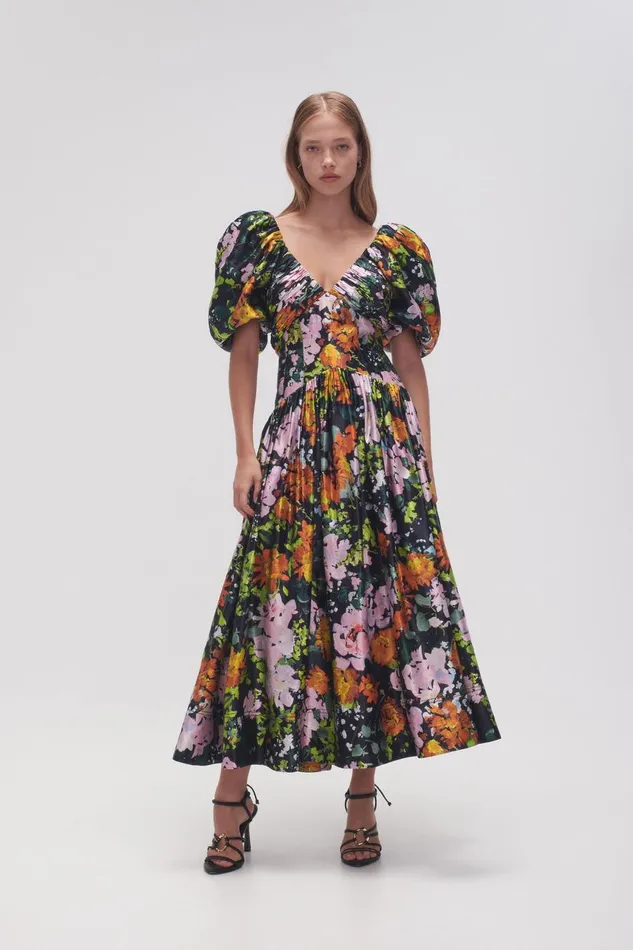 Aje Dresses Gabrielle Plunge Midi Dress Midnight Floral 8211 Women Aje Dresses Gabrielle Plunge Midi Dress Midnight Floral 8211 Women