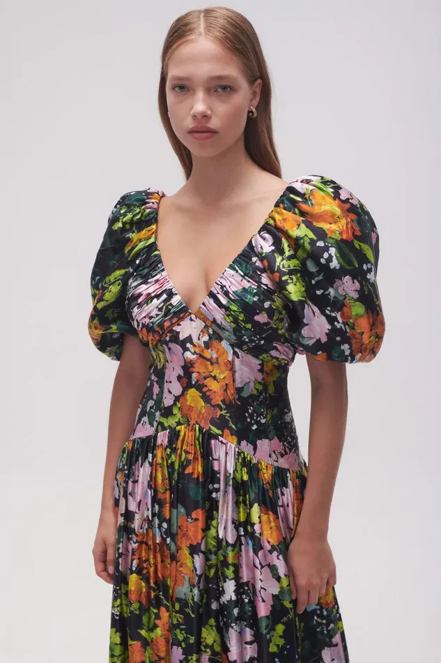 Aje Dresses Gabrielle Plunge Midi Dress Midnight Floral 8211 Women Aje Dresses Gabrielle Plunge Midi Dress Midnight Floral 8211 Women