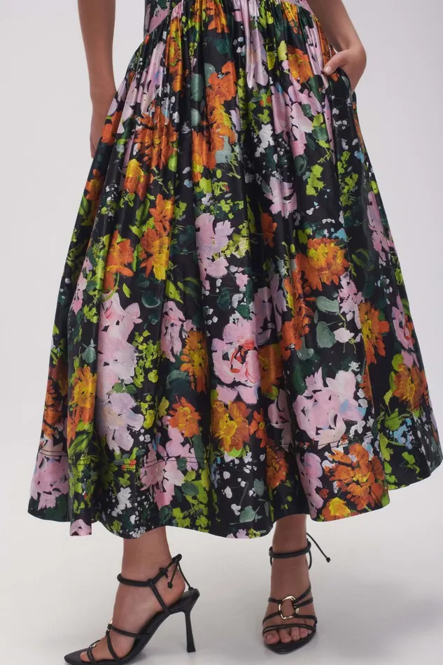Aje Dresses Gabrielle Plunge Midi Dress Midnight Floral 8211 Women Aje Dresses Gabrielle Plunge Midi Dress Midnight Floral 8211 Women