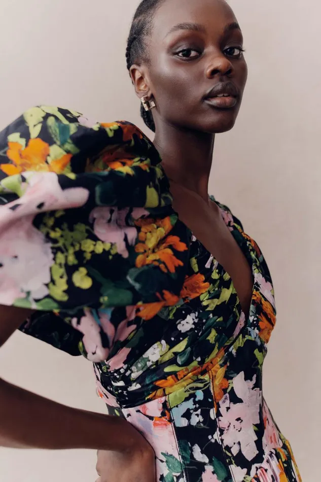Aje Dresses Gabrielle Plunge Midi Dress Midnight Floral 8211 Women Aje Dresses Gabrielle Plunge Midi Dress Midnight Floral 8211 Women