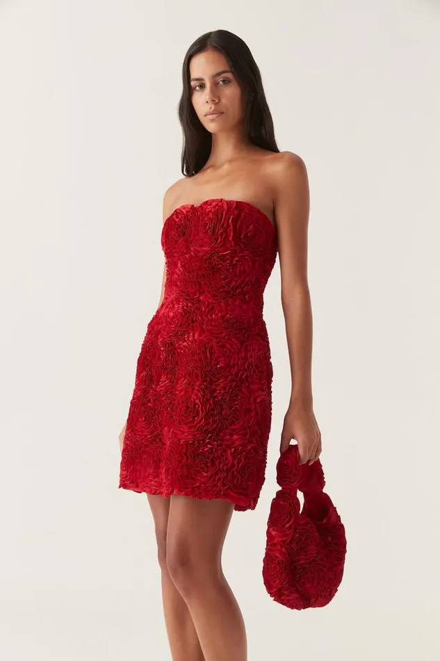Aje Dresses Gazer Rosette Mini Dress Scarlet Red 8211 Women